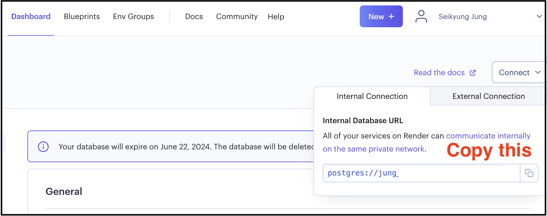 Get environment variable: DATABASE_URL
