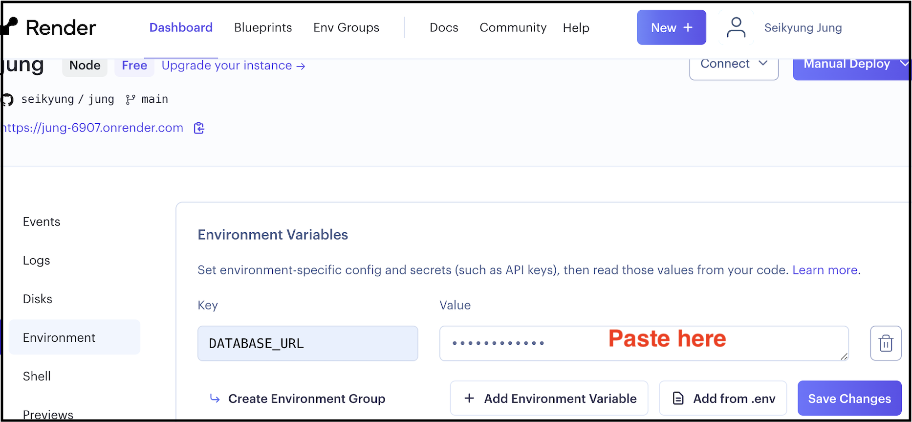 Set environment variable: DATABASE_URL